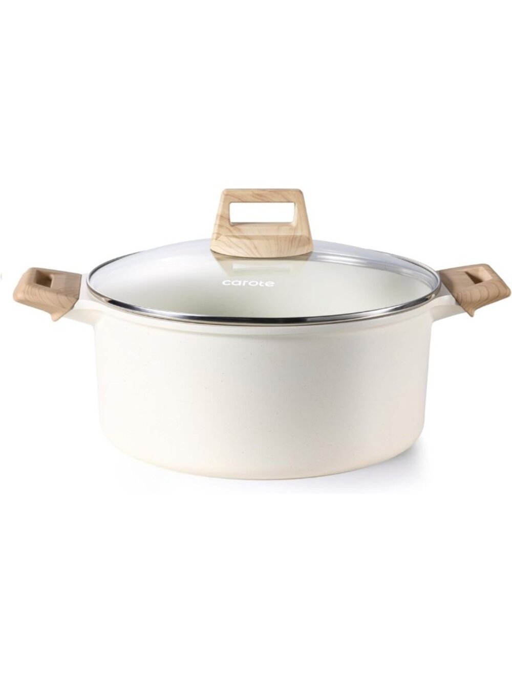 6 Qt Nonstick Stock Pot with Lid - Easy Clean Casserole, PFOA Free, White